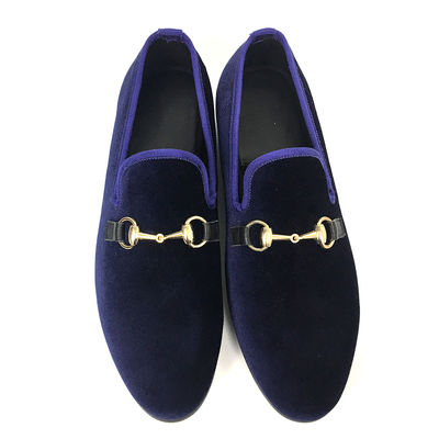 Handmade Black Velvet Loafer Shoes Embroidered Red Bottom Flat Mens Shoes