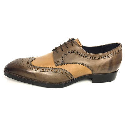Mens double monk dress shoes brogue detailing in waxy leather finishing