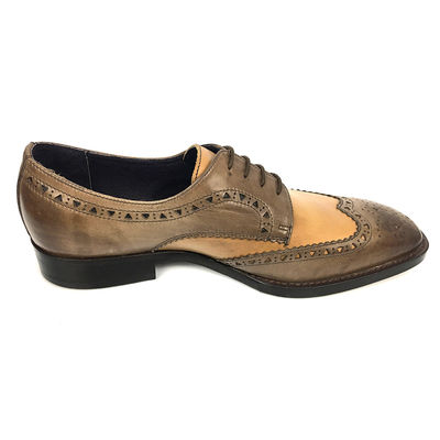 Mens double monk dress shoes brogue detailing in waxy leather finishing