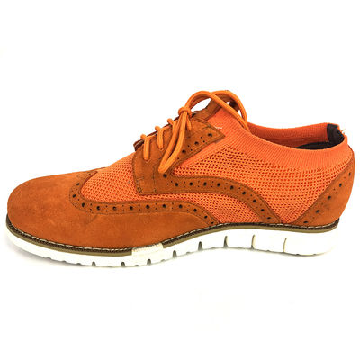 Flyknit Suede Mens Leather Casual Shoes , Leisure Knitted Canvas Shoes