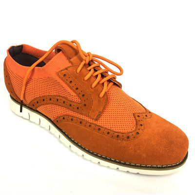 Flyknit Suede Mens Leather Casual Shoes , Leisure Knitted Canvas Shoes