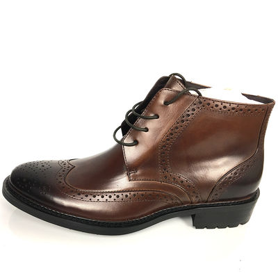 Half Winter Brown Mens Leather Dress Boots , Favorable Fur One Snow Boots
