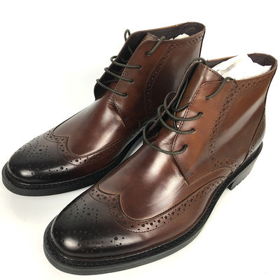 Half Winter Brown Mens Leather Dress Boots , Favorable Fur One Snow Boots