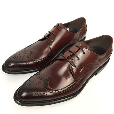 Men's New Style Brown High Class Mens Leather Dress Shoes Pigkin Rubber