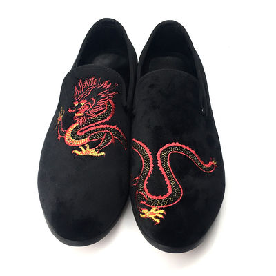 Slip On Mens Black Suede Tassel Loafers With Red Leather