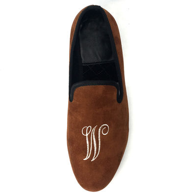 Leisure Mens Embroidered Velvet Loafers , Royal Luxury Velvet Slippers