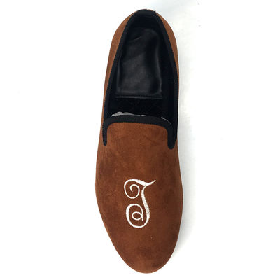 Leisure Mens Embroidered Velvet Loafers , Royal Luxury Velvet Slippers