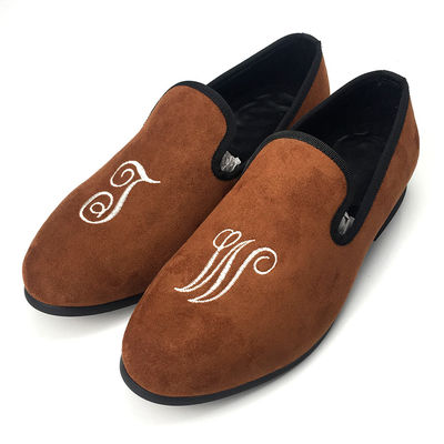Leisure Mens Embroidered Velvet Loafers , Royal Luxury Velvet Slippers