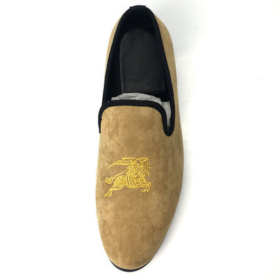 Tassel Mens Velvet Loafers Embroidered With Rubber Outsole