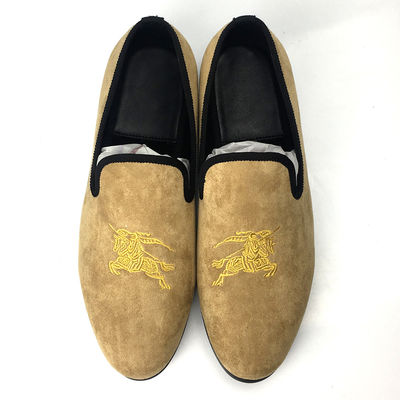 Tassel Mens Velvet Loafers Embroidered With Rubber Outsole