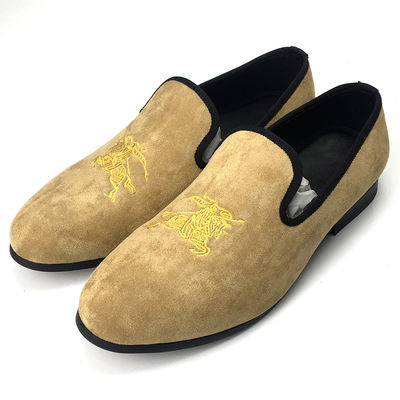 Tassel Mens Velvet Loafers Embroidered With Rubber Outsole