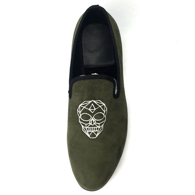 Leisure Light Green Mens Velvet Loafers / Mens Prince Albert Slippers