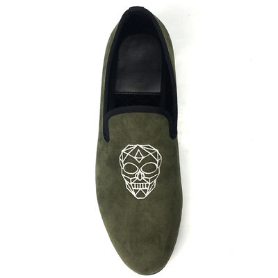 Leisure Light Green Mens Velvet Loafers / Mens Prince Albert Slippers