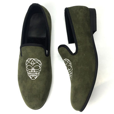 Leisure Light Green Mens Velvet Loafers / Mens Prince Albert Slippers