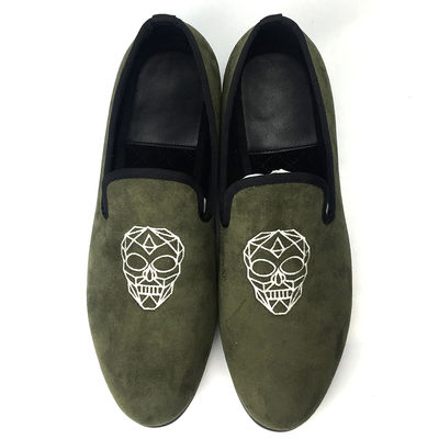 Leisure Light Green Mens Velvet Loafers / Mens Prince Albert Slippers