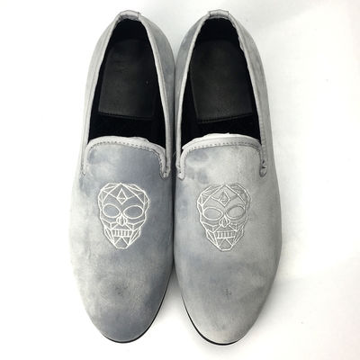Embroidered Slip On Velvet Loafers , Male High End Mens Loafers