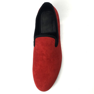 Royal Style Men'S Velvet Slippers Embroidered Mens Velvet Burgundy Loafers