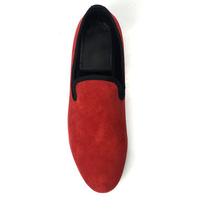 Royal Style Men'S Velvet Slippers Embroidered Mens Velvet Burgundy Loafers