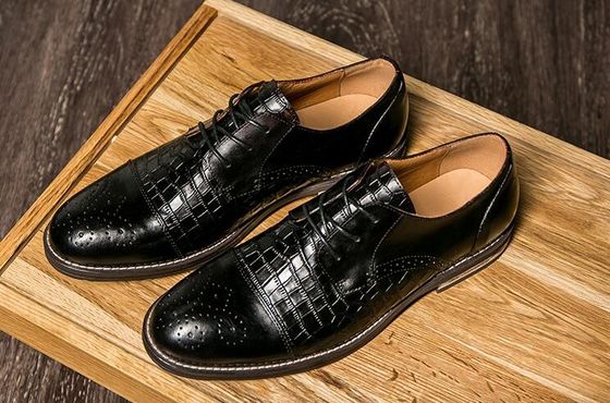 Patina Crocodile Skin Shoes for Men, Brogue Wingtips Exotic Leather Men Shoes