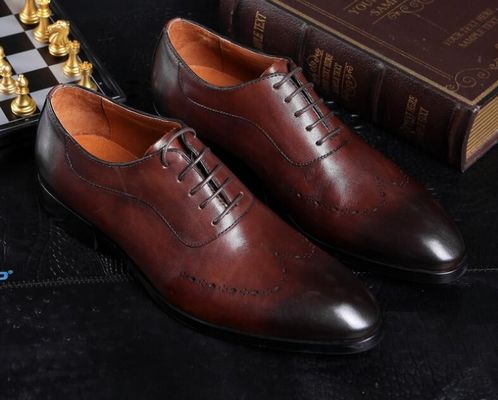Fashion Men Formal Dress Shoes , Brogue Hidden High Heel Leather Footwear For Mens