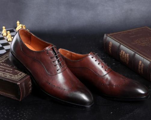 Fashion Men Formal Dress Shoes , Brogue Hidden High Heel Leather Footwear For Mens