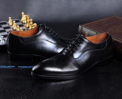 Fashion Men Formal Dress Shoes , Brogue Hidden High Heel Leather Footwear For Mens