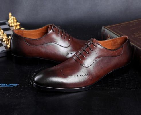 Fashion Men Formal Dress Shoes , Brogue Hidden High Heel Leather Footwear For Mens