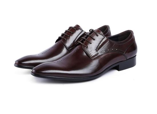 Brand Wingtip Oxford Luxury Mens Leather Dress Shoes , Carved Genuine Leather Shoes