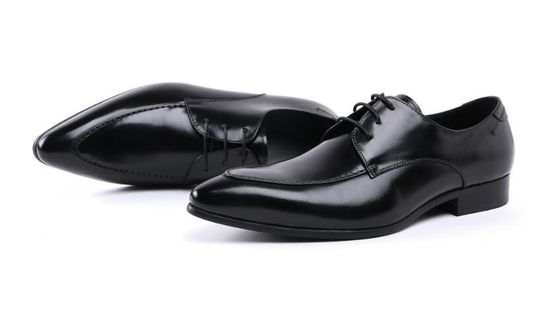 Embossing Design Patent Leather Black Dress Shoes , Lace Up Dress Shoes