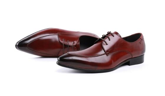 Embossing Design Patent Leather Black Dress Shoes , Lace Up Dress Shoes