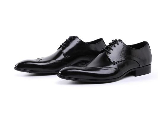 Custom Brogue Brown Brush Off Leather Shoes Comfortable Dress For Men