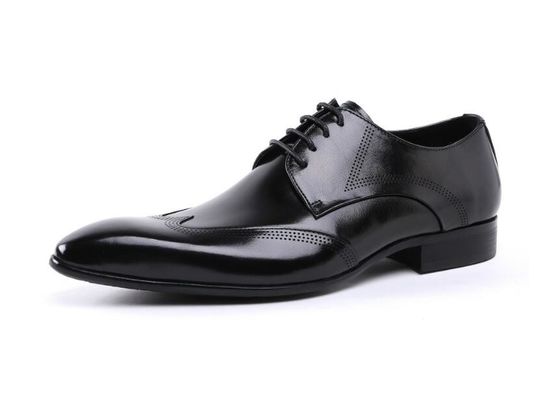 Custom Brogue Brown Brush Off Leather Shoes Comfortable Dress For Men