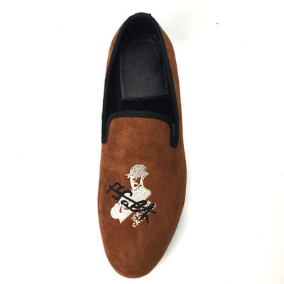 Orange Mens Velvet Loafers Wear Resistant Breathable Comfortable Leather Loafers