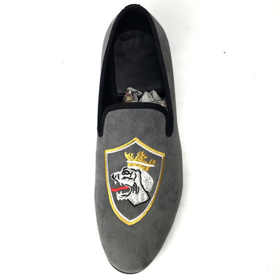 Durable Comfort Full Grain Leather Loafers , Grey Hand Painted Loafers