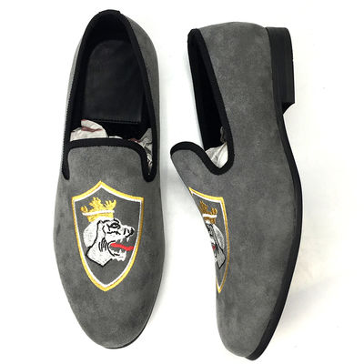 Durable Comfort Full Grain Leather Loafers , Grey Hand Painted Loafers
