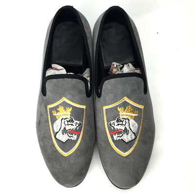 Durable Comfort Full Grain Leather Loafers , Grey Hand Painted Loafers
