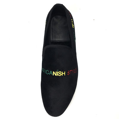 Wear Resistant Mens Velvet Loafers Casual Black Leather Loafer Shoes