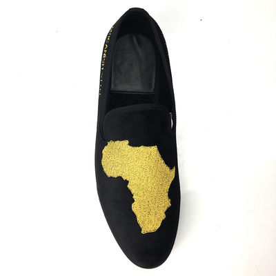 Wear Resistant Mens Velvet Loafers Casual Black Leather Loafer Shoes