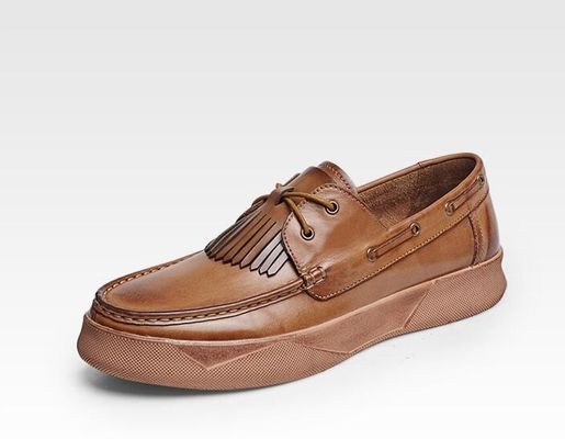 Retro Casual Men Flats Shoes Custom Mens Leather Driving Loafers With Tassels
