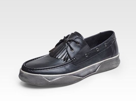Retro Casual Men Flats Shoes Custom Mens Leather Driving Loafers With Tassels