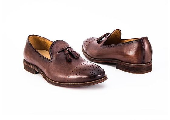 Summer Brown Mens Leather Loafers Shoes Slip On Brogue Tassel Loafers