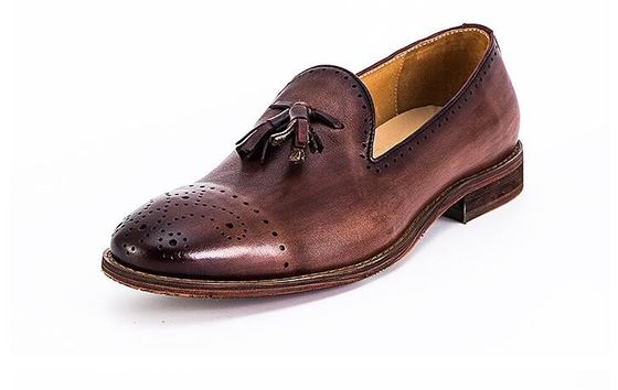 Summer Brown Mens Leather Loafers Shoes Slip On Brogue Tassel Loafers