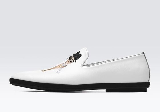Hand Painted Flat Soft Leather Loafers , Printed Mens Patterned Loafers