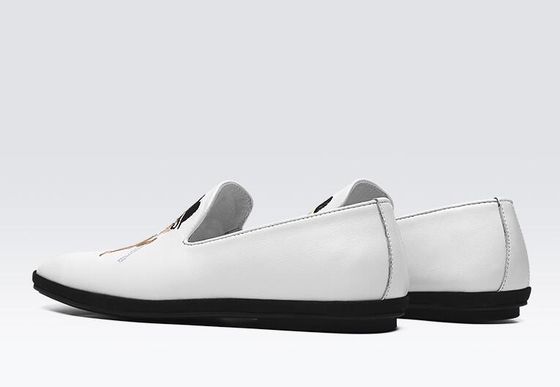 Hand Painted Flat Soft Leather Loafers , Printed Mens Patterned Loafers
