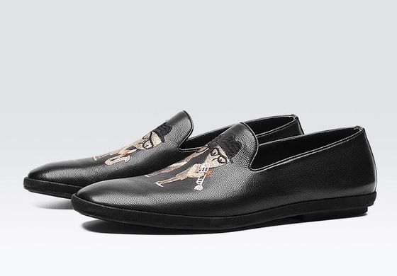 Hand Painted Flat Soft Leather Loafers , Printed Mens Patterned Loafers