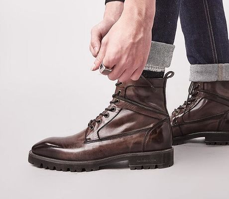 Breathable Genuine Leather Military Boots Mens Waterproof Army Training Boots