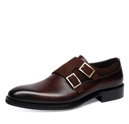 Breathable Men's Dress Shoes Wear Resistant   Handmade Double Monk Strap Shoes