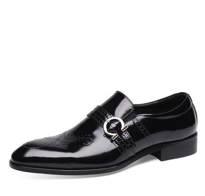 Comfortable Handcrafted Men's Dress Shoes Black Italian Monk Strap Men'S Shoes