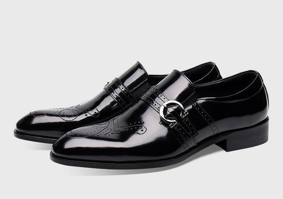 Comfortable Handcrafted Men's Dress Shoes Black Italian Monk Strap Men'S Shoes