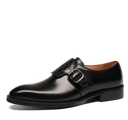 Luxury Mens Monk Strap Shoes / Pure Genuine Leather Shoes Italian Style Loafer For Men